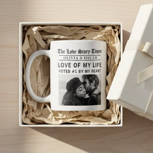 Personalized Love Story Photo | Love of My Life Kaffemugg (Skapare uppladdad)