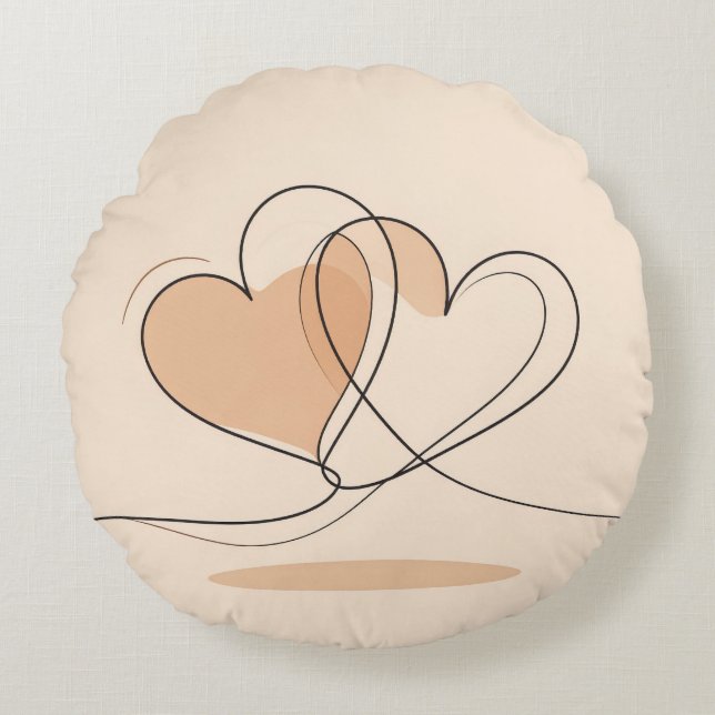 Personalized Love Throw Pillow – Romantic Hearts Rund Kudde (Framsidan)