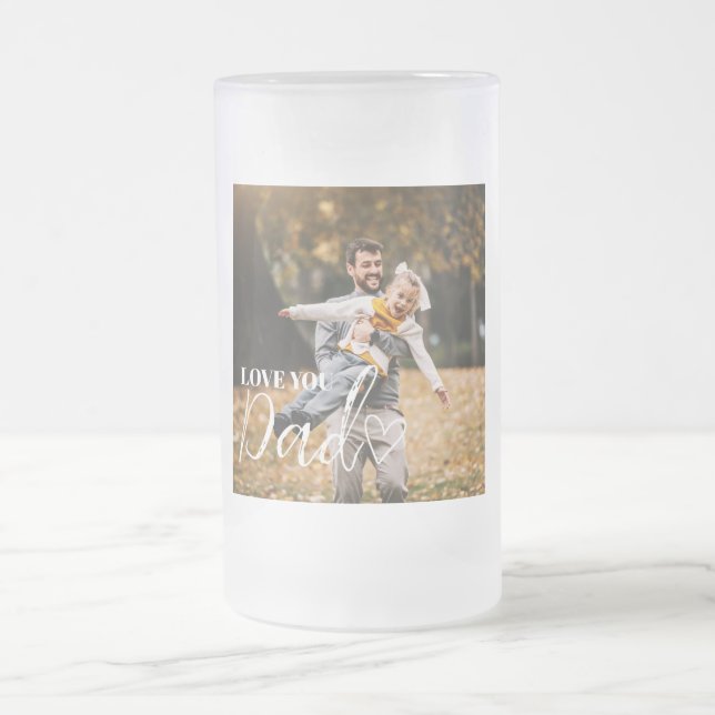 Personalized Love You Dad Photo Frostat Ölglas (Center)