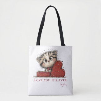 Personalized Love You Fur-Ever Cat Tote Bag Tygkasse