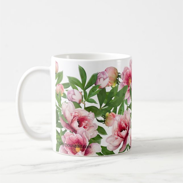 Personalized Low Poly Peony Coffee Mug Kaffemugg (Vänster)