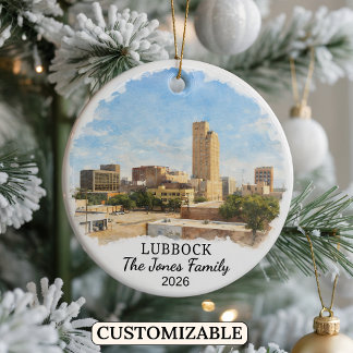 Personalized Lubbock Ornament, Custom Texas Julgransprydnad Keramik