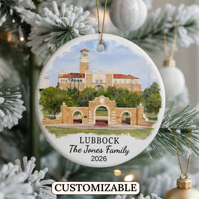 Personalized Lubbock Ornament, Custom Texas Julgransprydnad Keramik (Skapare uppladdad)