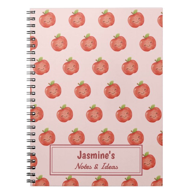 Personalized Lucky Apple Cute Watercolor Anteckningsbok (Framsidan)