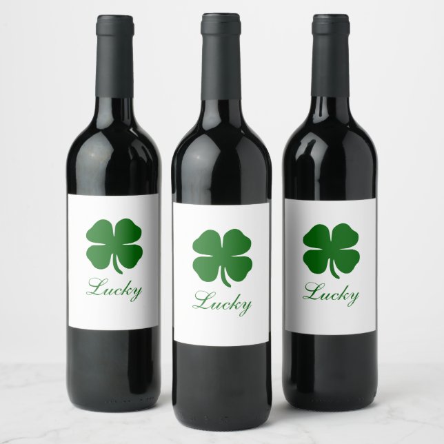 Personalized Lucky Green Clover Vinflaska Etikett (Flaskor)
