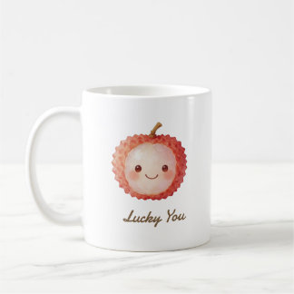 Personalized Lucky You Lychee Cute Watercolor Kaffemugg