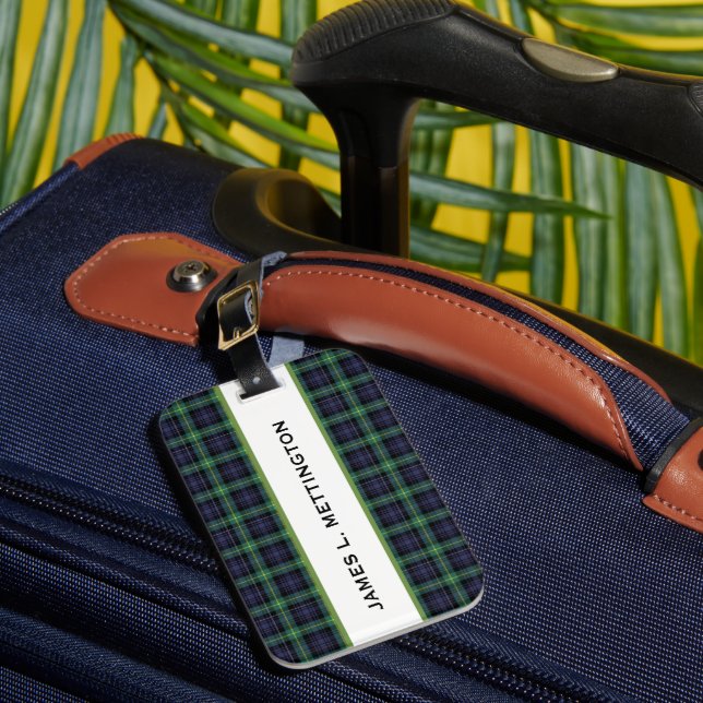 PERSONALIZED LUGGAGE TAG, PLAID BORDER TAG BAGAGEBRICKA (Framsida Insitu 1)