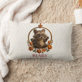 Personalized Lumbar Pillow – Woodland Raccoon Baby Lumbarkudde