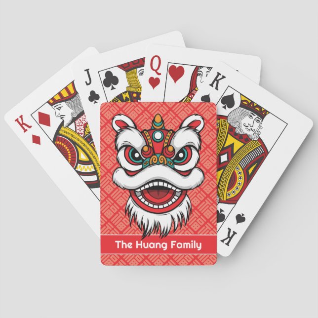 Personalized Lunar New Year Lion Casinokort (Baksidan)