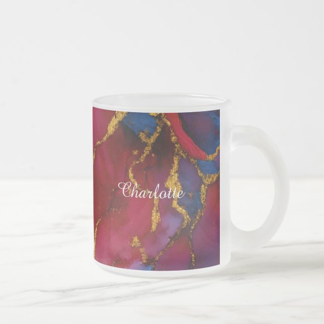 Personalized Luxury Marble Pattern Custom Name Mug Frostad Glasmugg (Höger)