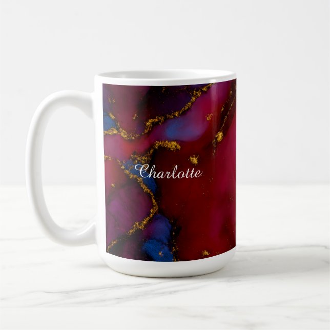 Personalized Luxury Marble Pattern Custom Name Mug Kaffemugg (Vänster)
