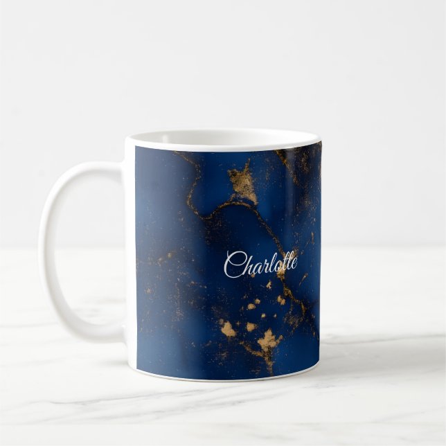 Personalized Luxury Marble Pattern Custom Name Mug Kaffemugg (Vänster)