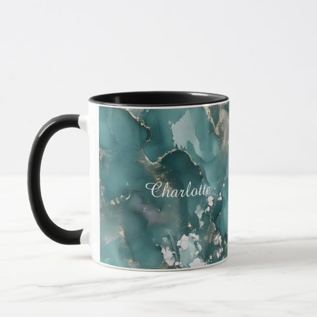 Personalized Luxury Marble Pattern Custom Name Mug Mugg (Vänster)