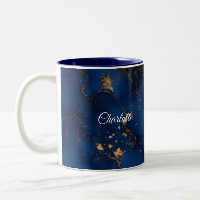 Personalized Luxury Marble Pattern Custom Name Mug Två-Tonad Mugg (Vänster)