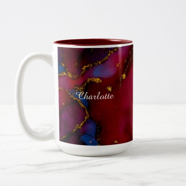 Personalized Luxury Marble Pattern Custom Name Mug Två-Tonad Mugg (Vänster)