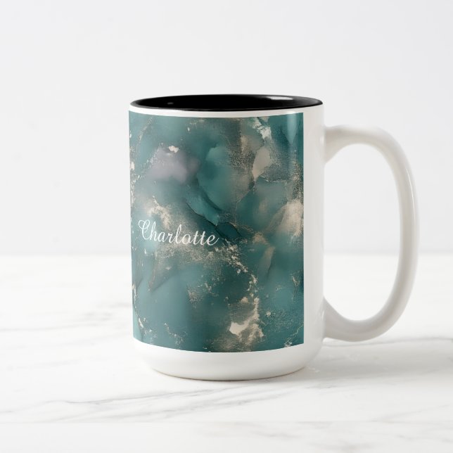 Personalized Luxury Marble Pattern Custom Name  Två-Tonad Mugg (Höger)