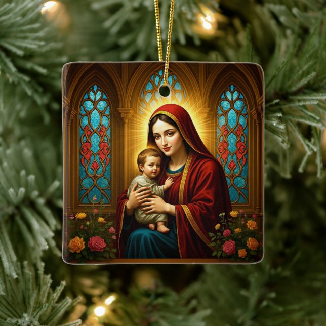 Personalized Madonna and Child Christmas  Julgransprydnad Keramik (Träd)