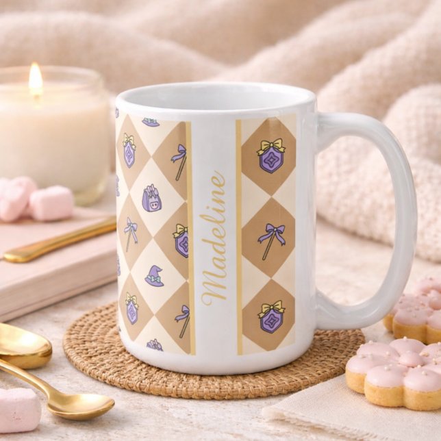 Personalized Magic Academy Wizard School Gold Kaffemugg (Skapare uppladdad)