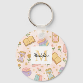 Personalized Magic Books Girl Wizard School Pink Nyckelring