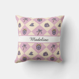 Personalized Magical Girl Name Pink Checkered Kudde