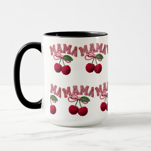 Personalized “Mama” Cherry Print – Funny Kitchen T Mugg (Vänster)