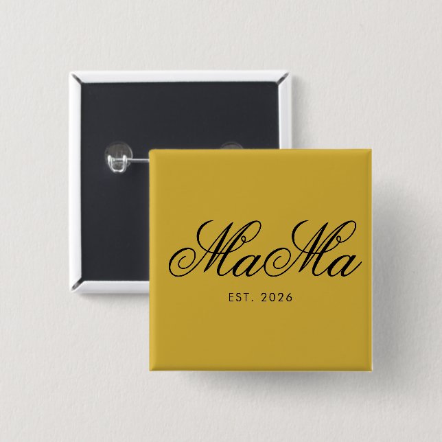 Personalized Mama Est Elegant Metallic Gold Knapp (Framsida & baksida)