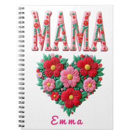 Personalized Mama Heart Floral Custom Gift Anteckningsbok
