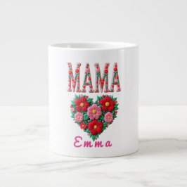 Personalized Mama Heart Floral Custom Gift Jumbo Mugg