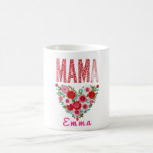Personalized Mama Heart Floral Custom Gift