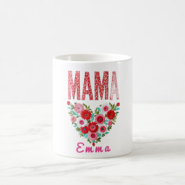 Personalized Mama Heart Floral Custom Gift Kaffemugg