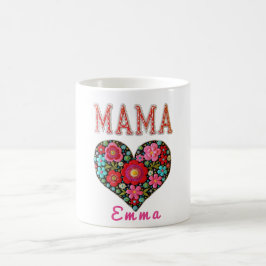 Personalized Mama Heart Floral Custom Gift Kaffemugg