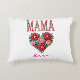 Personalized Mama Heart Floral Custom Gift Prydnadskudde