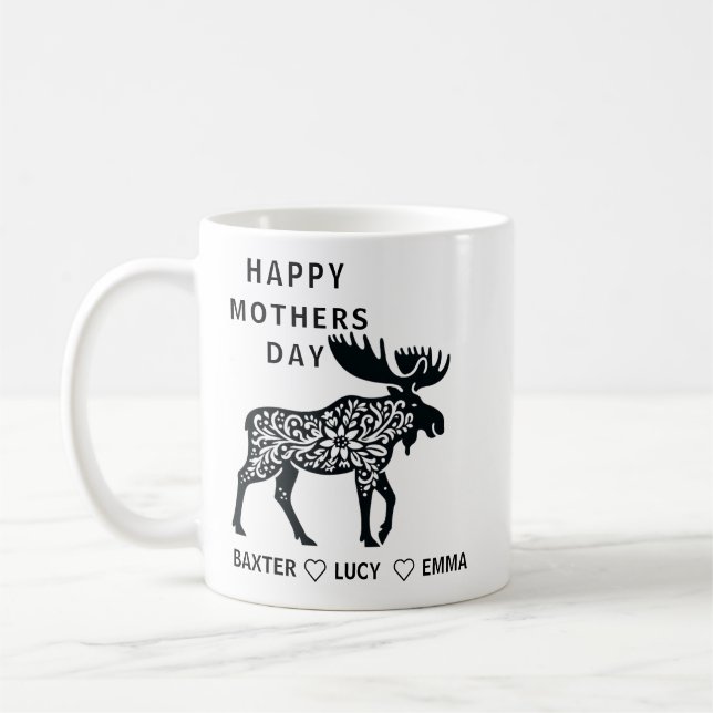 Personalized Mama Moose Mug | Mother’s Day Kaffemugg (Vänster)