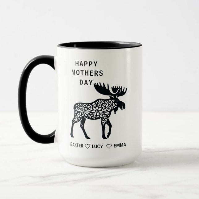 Personalized Mama Moose Mug | Mother’s Day Mugg (Vänster)