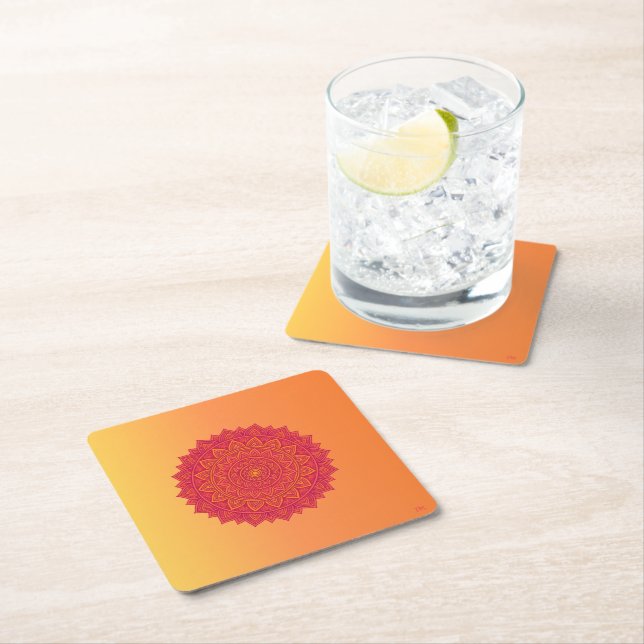 Personalized Mandala Paper Coasters Underlägg Papper Kvadrat (Insitu)