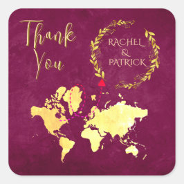 Personalized Map of Love Journey Wedding Fyrkantigt Klistermärke