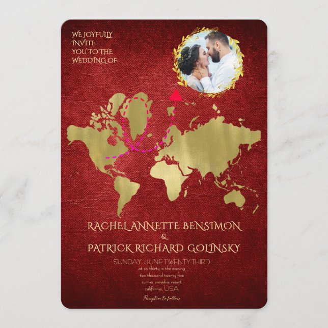 Personalized Map of Love Journey Wedding Inbjudningar (Framsida)
