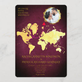 Personalized Map of Love Journey Wedding Inbjudningar