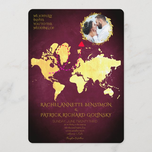Personalized Map of Love Journey Wedding Inbjudningar (Framsida)