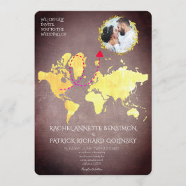 Personalized Map of Love Journey Wedding Inbjudningar