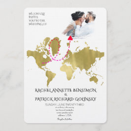 Personalized Map of Love Journey Wedding Inbjudningar