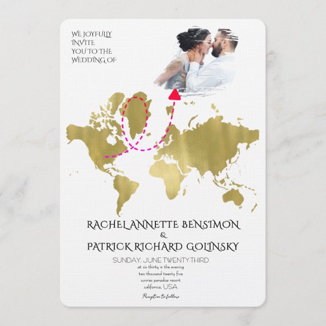 Personalized Map of Love Journey Wedding Inbjudningar (Framsida)