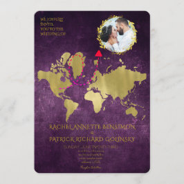 Personalized Map of Love Journey Wedding Inbjudningar