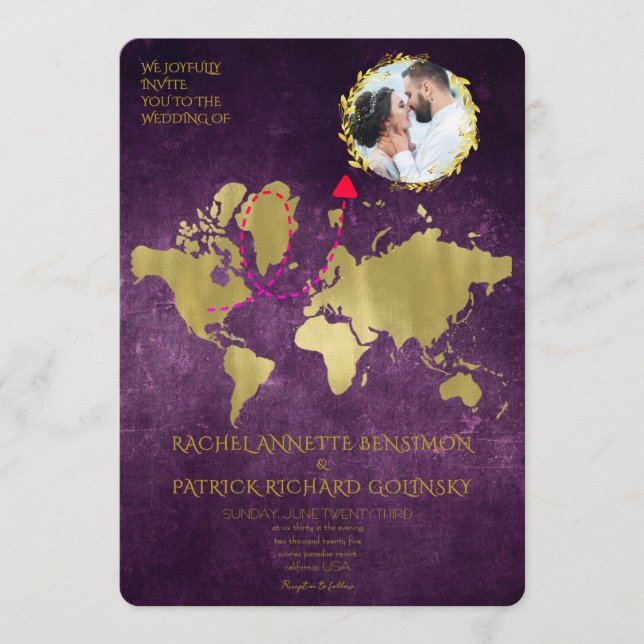 Personalized Map of Love Journey Wedding Inbjudningar (Framsida)