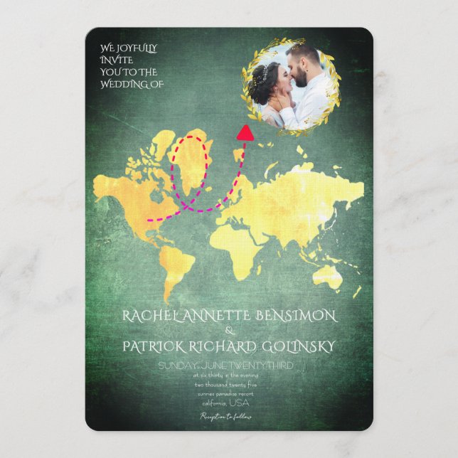 Personalized Map of Love Journey Wedding Inbjudningar (Framsida)