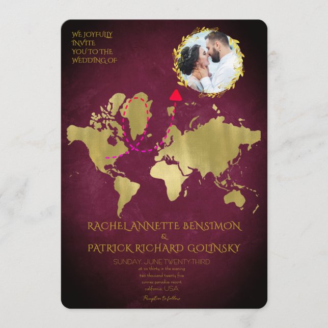 Personalized Map of Love Journey Wedding Inbjudningar (Framsida)
