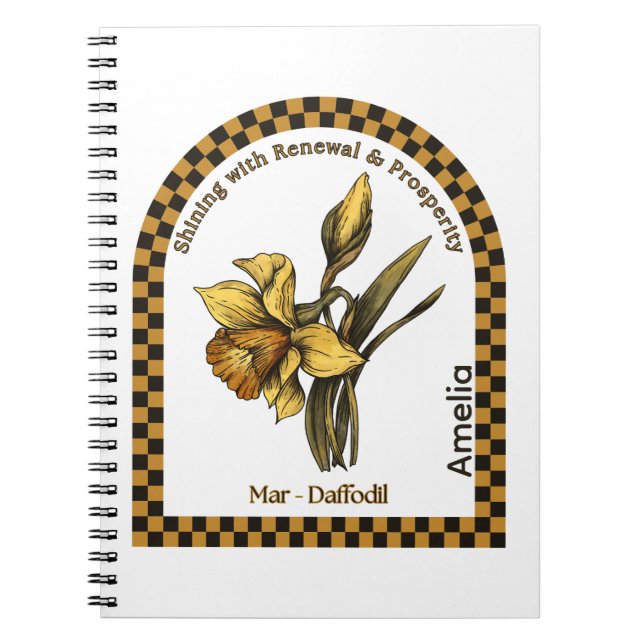 Personalized March Birth Month Flower Notebook Anteckningsbok (Framsidan)