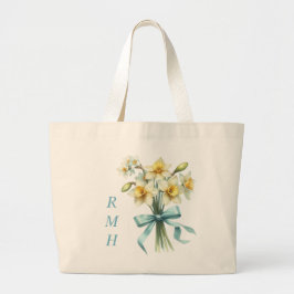 Personalized March Daffodil Tote Bag Jumbo Tygkasse