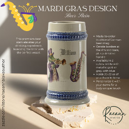 Personalized Mardi Gras Design Beer Stein Sejdel