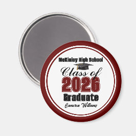 Personalized Maroon Class of 2026 Graduation Party Magnet
